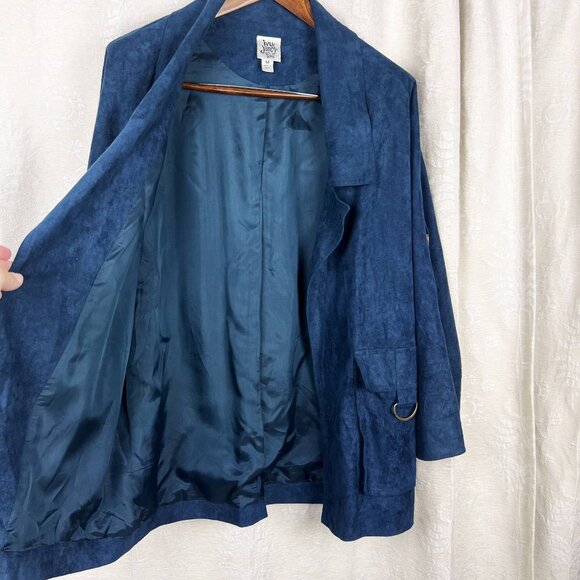 Ivy Jane faux suede open jacket d-ring roll-tab sleeve relaxed fit lagenlook - Picture 6 of 10